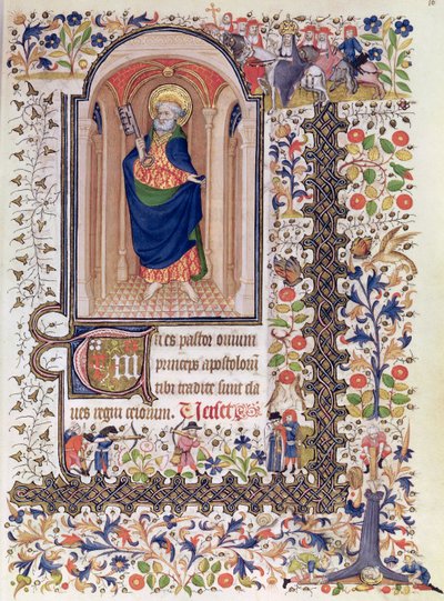 Ms Lat 156b Fol.167 St. Peter、Hours of Marguerite dOrleans、c.1426 作： French School
