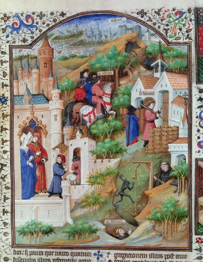 Ms Lat 17294 Fol.438聖ベネディクトの生涯（c.480-c.550）、ベッドフォード公爵の修道院、c.1424-35 作： French School