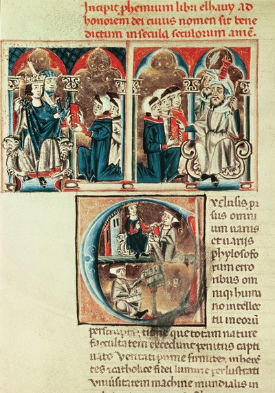 ラットさん6912 fol.1vアラビア語の論文の翻訳をフィリップダンジュに提示するユダヤ人学者 作： French School