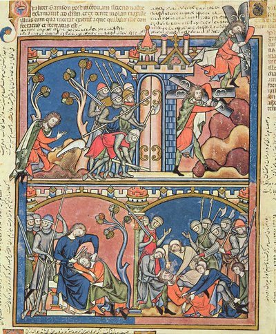 Ms M 638 fol.15r Samson and Delilah、from the Morgan Picture Bible、c.1244-54 作： French School