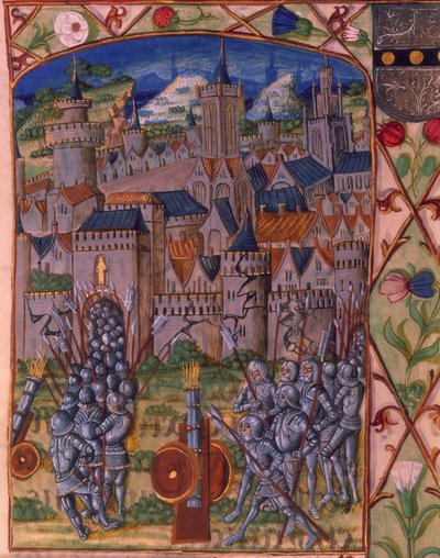 ミズ・ロワイヤル 20 E.III fol.152v エヴルーの捕獲、「Chroniques de France ou de Saint Denis」より 作： French School