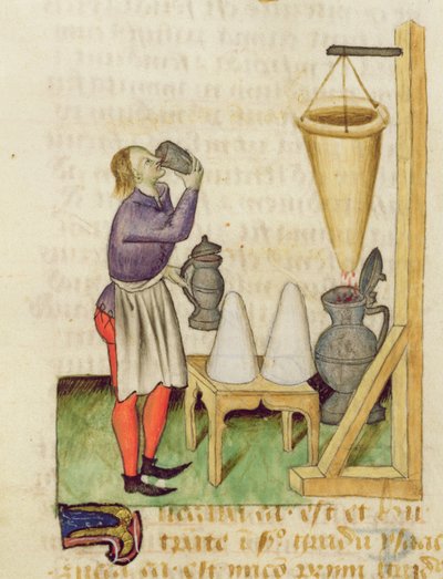 MSアルコールを作るDioscorides fol.142rによるデハーブ 作： French School