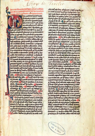 Ms de Vauclair 160聖トマスアクィナス作「ソンムデセオロギー」のFol.1ページ（1225-74） 作： French School