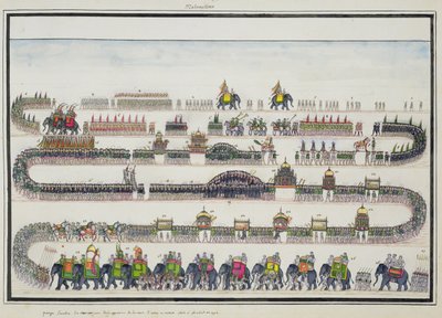 ムハーラムセレモニー、ファイザーバード、1772年、ジェンティルアルバムより1774年に出版 作： French School