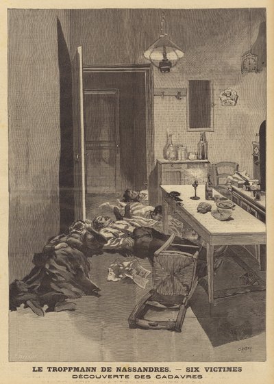 Caillardという名前の殺人犯によるNassandresでの6人家族の殺害 作： French School