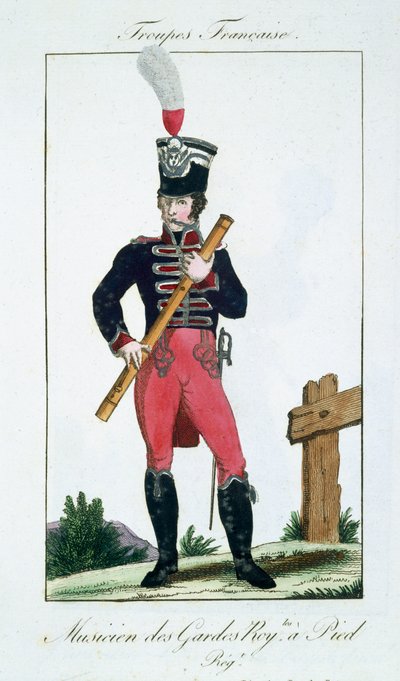 ロイヤルフットガードのミュージシャン、パブTroupes Francaises出身。 chezバセット、パリ、c.1790 作： French School