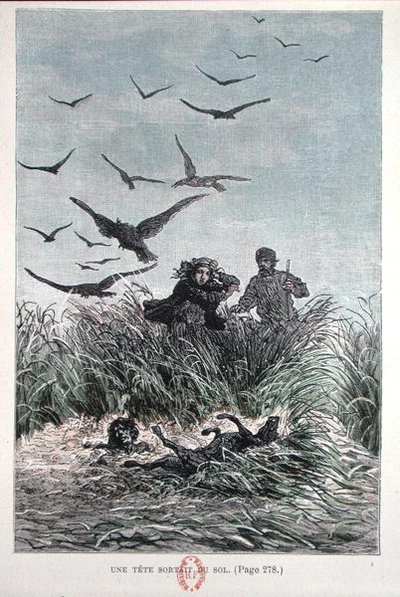 ナディアとミシェル・ストロゴフ（ジュール・ヴェルヌ（1828-1905）作「ミシェル・ストロゴフ」より） 1893年（カラーリトグラフ 作： French School