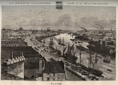 ナント-ロワール-アトランティック-V.A.マルト-ブラウンの「La France illustree: Geographie, histoire, Administration Statistique」に掲載された彫刻。 1884年 作： French School