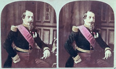 ナポレオンIII（1808-73）、1860年頃、1860年から1870年の間に撮影されたカラー立体写真 作： フランス語学校