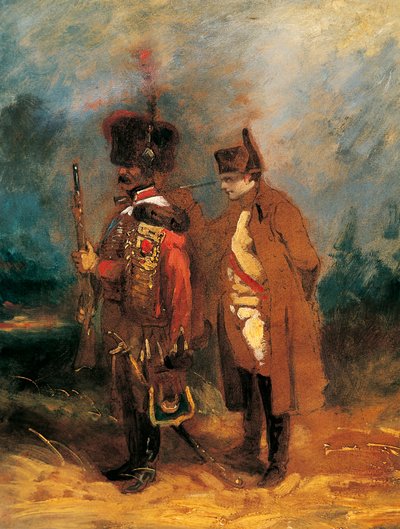 1814年のフランス防衛戦でのナポレオン（油彩・キャンバス 作： French School