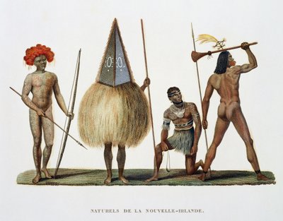 ルイスイシドルデュペリー（1786-18年）、1822年、1823年、1824年、1825年にラコキールのラコルベットデサマヘストで王の騎士団によって実行された、世界一周航海のニューアイルランド原住民 作： French School