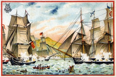 10月28日、トルコ・エジプト艦隊との三国同盟のナバリン海戦 作： French School