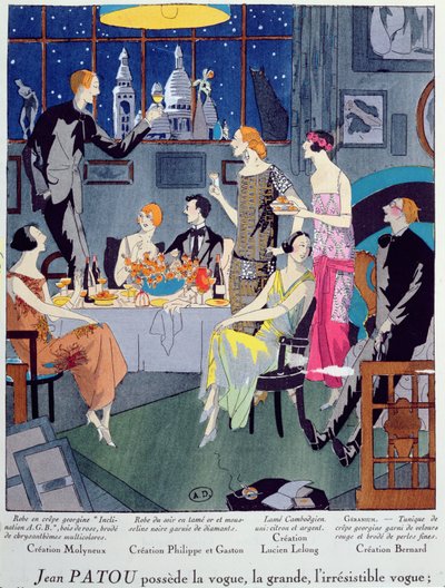 大晦日、アート、痛風、ボーテのファッションプレート、1923年12月、パリで公開（pochoirプリント） 作： French School