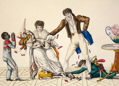 新年の贈り物、「le Bon Genre」のプレート32、1800-1810年頃（カラーエングレーヴィング） 作： French School