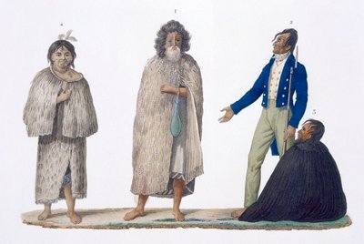ニュージーランドの先住民と西洋のドレスを着た先住民、1826年 作： French School