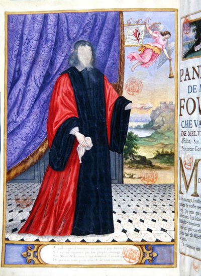 ニコラ・フーケ（1615-80）の細密画（ピュジェ・ド・ラ・セールの「Les Panegyriques des Hommes Illustres de Notre Siecle」より 作： French School