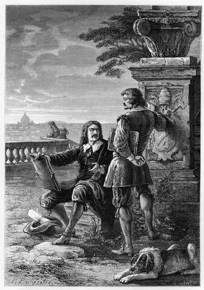 ニコラ・プッサン（1594-1665）（フランスの画家）とクロード・ジェレ（ル・ロラン）（1600-1682）がローマ（トリニタ・デイ・モンティ）で撮影した写真（フランソワ・ギゾ作「L