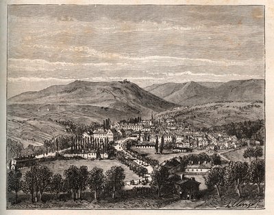 アルザス地方のニーダーブロン・レ・バン - V.A.マルト・ブラウンの「La France illustree: geographie, histoire, administration statistique」に掲載された彫刻。1884 作： French School