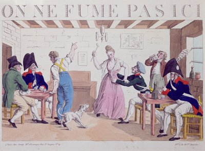 1815年のパリの連合軍の存在に対する禁煙風刺画（カラー彫刻） 作： French School