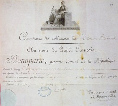 Charles Maurice de Talleyrand-Perigord（1754-1838）を外相に指名、c.1797 作： French School