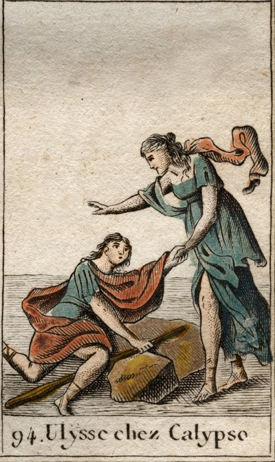 ホメロスのオディシー。Ulysses collected by the nymph Calypso on his island.(Homer