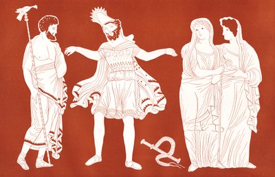 オイディプスとティレジアス、「Le Théâtre」より、1899年12月（版画） 作： French School