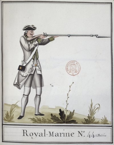 銃剣を銃剣で撃ったマリンロワイヤルの将校、1768年 作： French School