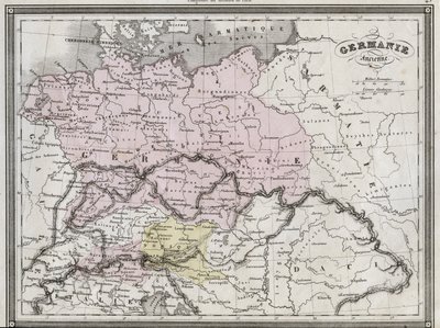 旧ゲルマニア - Vuillemin著「Universal Atlas of Ancient and Modern Geography for Residential Schools」より抜粋 - 1845年頃 作： French School