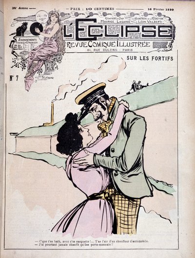 砦の上で：悪ガキ（チンピラ）とその彼女 - Couv.1899年2月16日の "The Eclipse"。 作： French School
