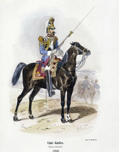 衛兵：1856年の衛兵衣装-A.バルビエの「軍隊の歴史」に掲載。 作： French School