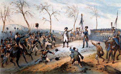 100日目にして"ナポレオン・ボナパルト（1769-1821）がエルバ島の流刑地から帰還 1815年-ナポレオンのエルバ島からの帰還。 作： French School