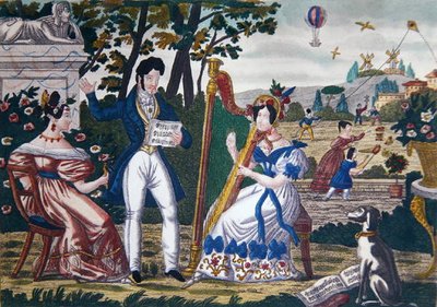 野外コンサート、1840年頃（カラーリトグラフ） 作： French School