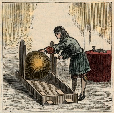 オットー・フォン・ゲリッケ（1602-1686）ドイツの物理学者、初の静電発電機を操作 - 静電機械オットー・フォン・ゲリッケ（Otto de Guericke 作： French School