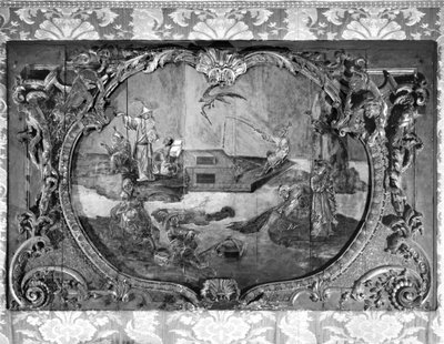 中国の主題を備えた屋外パネル、c.1730（ポリクロームと金色の木材） 作： French School