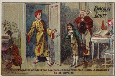 ミュージシャンのアレッサンドロロラに会うために父親に連れられたパガニーニ 作： French School