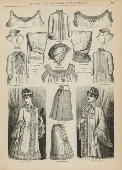 La Mode Illustree、1885年のページ 作： French School