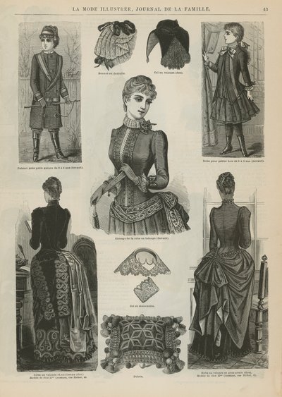 La Mode Illustree、1885年のページ 作： French School
