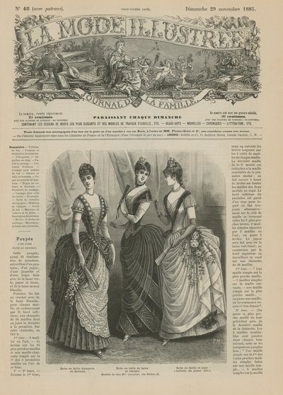 La Mode Illustree、1885年のページ 作： French School
