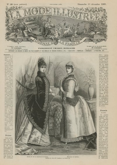 La Mode Illustree、1885年のページ 作： French School
