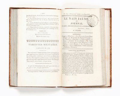 Le Nain Jaune」または「Journal des Arts, des Sciences et de la Littérature」第374号（1815年6月20日）のページ（印刷された紙）。 作： French School