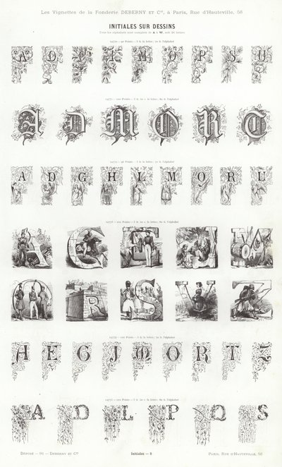 Vignettes Typographiques」のページ（彫刻）。 作： French School