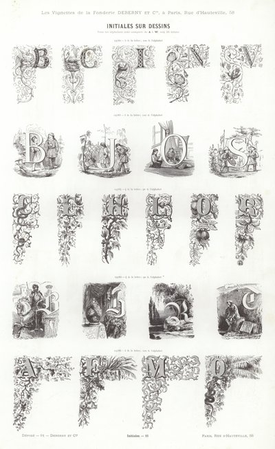 Vignettes Typographiques」のページ（彫刻）。 作： French School