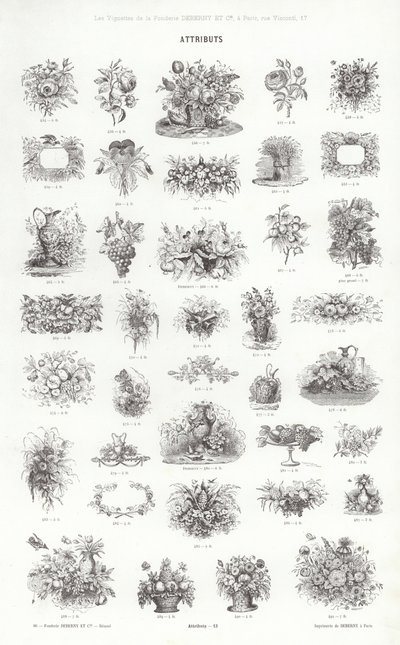 Vignettes Typographiques」のページ（彫刻）。 作： French School