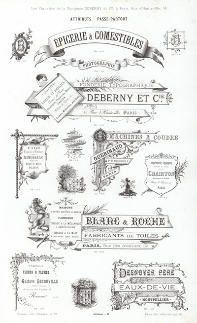 Vignettes Typographiques」のページ（彫刻）。 作： French School