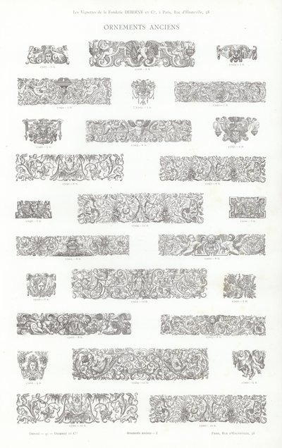 Vignettes Typographiques」のページ（彫刻）。 作： French School