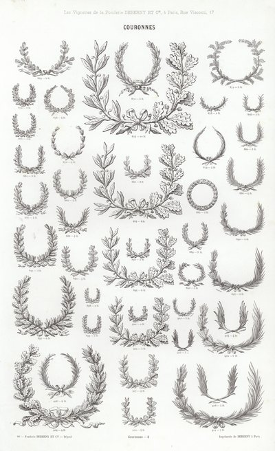 Vignettes Typographiques」のページ（彫刻）。 作： French School