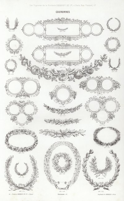 Vignettes Typographiques」のページ（彫刻）。 作： French School