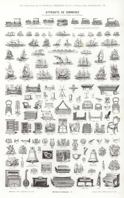 Vignettes Typographiques」のページ（彫刻）。 作： French School