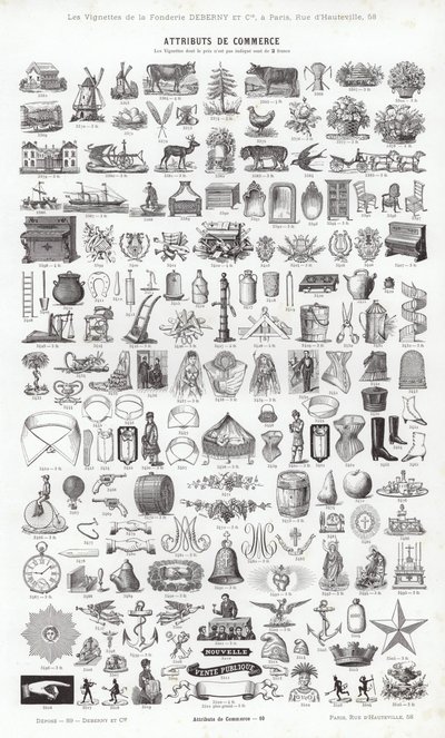 Vignettes Typographiques」のページ（彫刻）。 作： French School