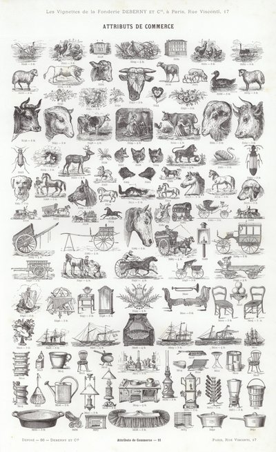 Vignettes Typographiques」のページ（彫刻）。 作： French School